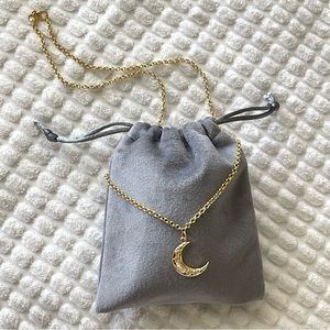 Dainty Zirconia Crescent Moon Gold Plated Cable Chain Celestial Necklace